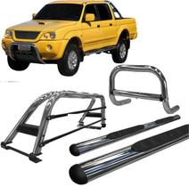 Kit Quebra Mato Estribo Oval Santo Antônio L200 04 Cromado