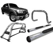 Kit Quebra Mato Estribo Oval Santo Antônio Ranger 97 a 12 Cromado