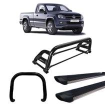 Kit Quebra Mato Estribo Personalizado Fosco Santo Antônio H2/Amarok CS Preto