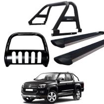 Kit Quebra Mato Estribo Personalizado Santo Antônio Amarok CD Preto