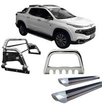 Kit Quebra Mato Estribo Personalizado Santo Antônio Fiat Toro Cromado