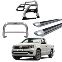 Kit Quebra Mato Estribo Personalizado Santo Antônio H2 Amarok CS Cromado