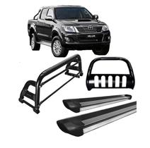 Kit Quebra Mato Estribo Personalizado Santo Antônio H2 Hilux 05-15 Preto