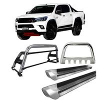 Kit Quebra Mato Estribo Personalizado Santo Antônio H2 Hilux 16/20 Cromado