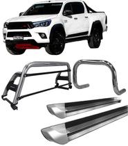 Kit Quebra Mato Estribo Personalizado Santo Antônio H2 Hilux 16/20 Cromado