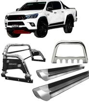 Kit Quebra Mato Estribo Personalizado Santo Antônio H3 Hilux 16/20 Cromado Kit Quebra Mato Estribo Personalizado Santo Antônio H3 Hilux 16/20 Cromado