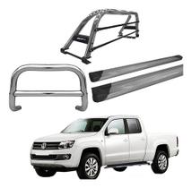 Kit Quebra Mato estribo Plat santo Antônio Amarok Cd Cromado