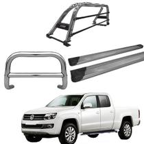 Kit Quebra Mato Estribo Plataforma Santo Antônio AMAROK CD Cromado