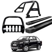 Kit Quebra Mato Estribo Plataforma Santo Antônio Amarok CD Preto