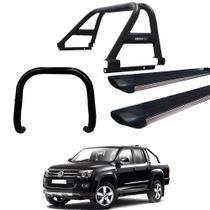 Kit Quebra Mato Estribo Plataforma Santo Antônio Duplo/Amarok CD Preto