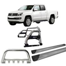 Kit Quebra Mato Estribo Plataforma Santo Antônio H2 Amarok CD Cromado