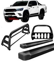 Kit Quebra Mato Estribo Plataforma Santo Antônio H2 Hilux 16/20 Preto