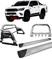 Kit Quebra Mato Estribo Plataforma Santo Antônio H3 Hilux 16/20 Cromado
