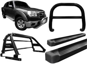 Kit Quebra Mato Estribo Plataforma Santo Antônio Ranger 97 a 12 Preto