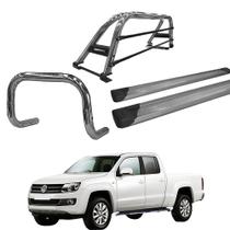 Kit Quebra Mato Estribo Plataforma Santo Duplo Amarok CD Cromado