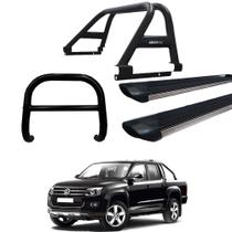 Kit Quebra Mato Estribo Preto Brilhante/Santo Antônio Duplo Amarok CD