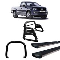 Kit Quebra Mato Estribo Preto Brilhante Santo Antônio H3/Amarok CS Preto