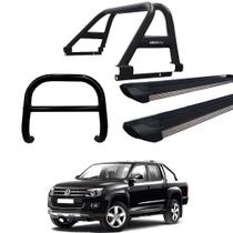 Kit Quebra Mato Estribo Preto Fosco/Santo Antônio Duplo Amarok CD