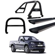 Kit Quebra Mato Estribo Preto Fosco Santo Antônio Duplo Amarok CS Preto