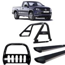 Kit Quebra Mato Estribo Preto Fosco Santo Antônio Duplo/Amarok CS Preto
