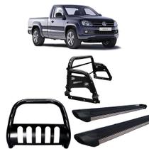 Kit Quebra Mato Estribo Preto Fosco Santo Antônio H3 Amarok CS Preto