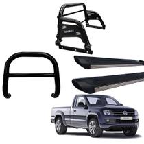 Kit Quebra Mato Estribo Preto Fosco Santo Antônio H3 Amarok CS Preto