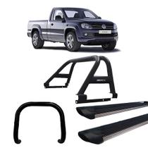 Kit Quebra Mato Estribo Preto Fosco Santo Duplo Amarok CS Preto