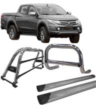 Kit Quebra Mato Estribo Santo Antônio Duplo 020 L200 Cromado