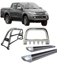 Kit Quebra Mato Estribo Santo Antônio Duplo 20 L200 Cromado Kit Quebra Mato Estribo Santo Antônio Duplo 20 L200 Cromado