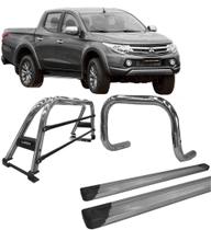 Kit Quebra Mato Estribo Santo Antônio Duplo 2020 L200 Cromado