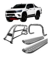 Kit Quebra Mato Estribo Santo Antônio Duplo Hilux 16/20 Cromado