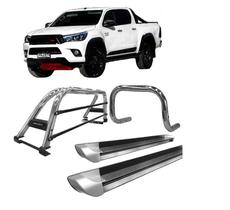 Kit Quebra Mato Estribo Santo Antônio Duplo Hilux 16/20 Cromado