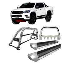 Kit Quebra Mato Estribo Santo Antônio Duplo Hilux 16/20 Cromado