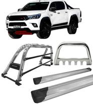 Kit Quebra Mato Estribo Santo Antônio Duplo Hilux 16/20 Cromado