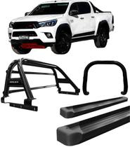 Kit Quebra Mato Estribo Santo Antônio Duplo Hilux 16/20 Preto