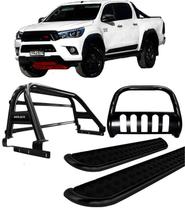 Kit Quebra Mato Estribo Santo Antônio Duplo Hilux 16/20 Preto