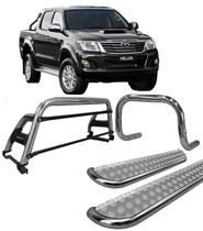 Kit Quebra Mato Estribo Santo Antônio H2 Hilux 05/15 Cromado