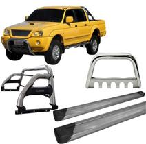 Kit Quebra Mato Estribo Santo Antônio H2 L200 04 Cromado