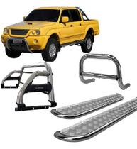 Kit Quebra Mato estribo santo Antônio H2 L200 04 Cromado