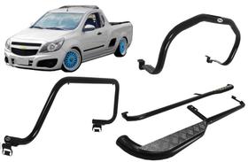 Kit Quebra Mato Estribo Santo Antônio Pick-Up Montana Preto