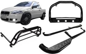 Kit Quebra Mato Estribo Santo Antônio Strada Ate 2013 Preto Kit Quebra Mato Estribo Santo Antônio Strada Ate 2013 Preto