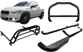 Kit Quebra Mato Estribo Santo Antônio Strada Ate 2013 Preto