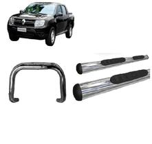 Kit Quebra Mato S/Barra Estribo Oval Cromado Renault Oroch
