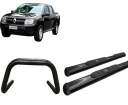 Kit Quebra Mato S/Barra Estribo Oval Preto Para Oroch