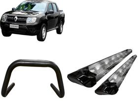 Kit Quebra Mato S/Barra Estribo Preto Brilhante Para Oroch