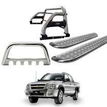 Kit Quebra Mato Santo Antônio Duplo Estribo Chapa S10 94/2011 Cromado C/D