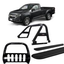 Kit Quebra Mato Santo Antônio Estribo Chapa S10 12/20 CS Preto