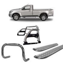 Kit Quebra Mato Santo Antônio H2 Estribo Chapa S10 12/20 C/Simples Cromado