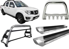 Kit Quebra Mato Santo Antônio H2 Estribo Frontier 08/16 Cromado Kit Quebra Mato Santo Antônio H2 Estribo Frontier 08/16 Cromado