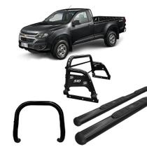 Kit Quebra Mato Santo Antônio H3 Estribo Oval S-10 12/20 CS Preto